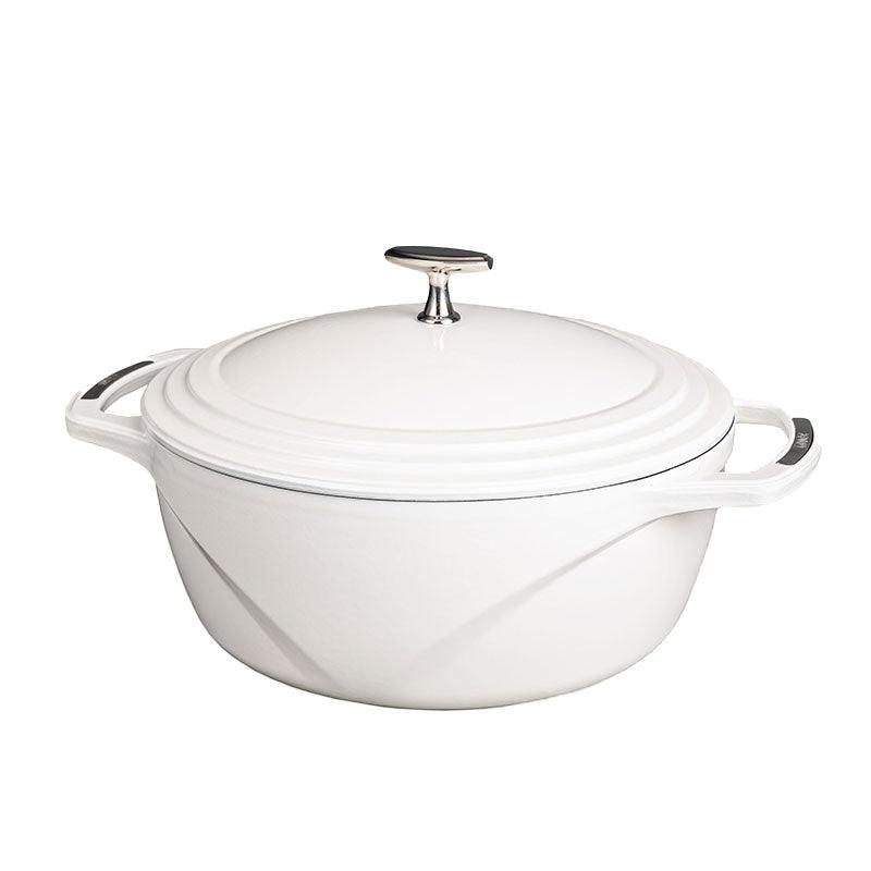 Lodge USA Enamel 7.5 Quart Dutch Oven, White - Indigo Pool Patio BBQ