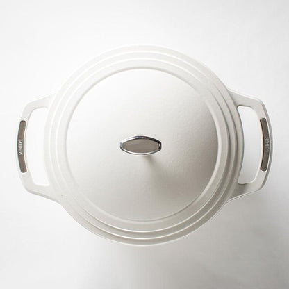 Lodge USA Enamel 7.5 Quart Dutch Oven, White - Indigo Pool Patio BBQ