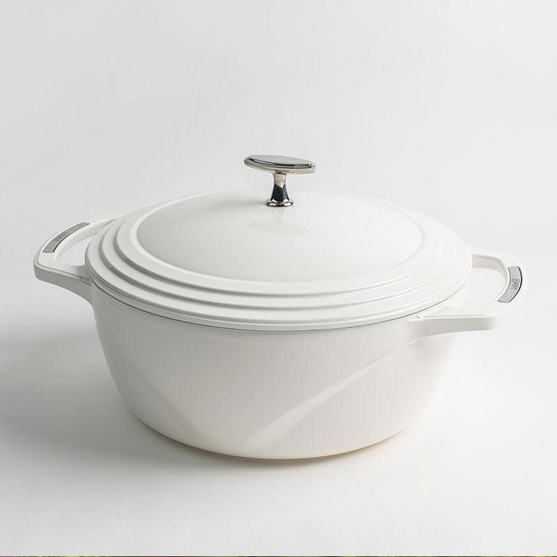 Lodge USA Enamel 7.5 Quart Dutch Oven, White - Indigo Pool Patio BBQ