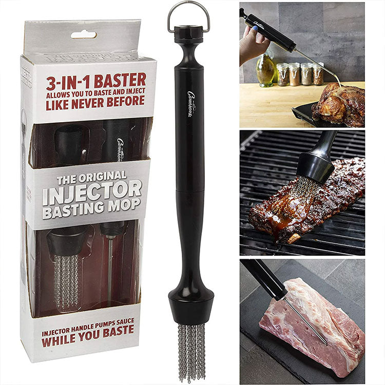 Camerons 3-in-1 Meat Injector and Basting Mop Brush Camerons Indigo Pool Patio BBQ