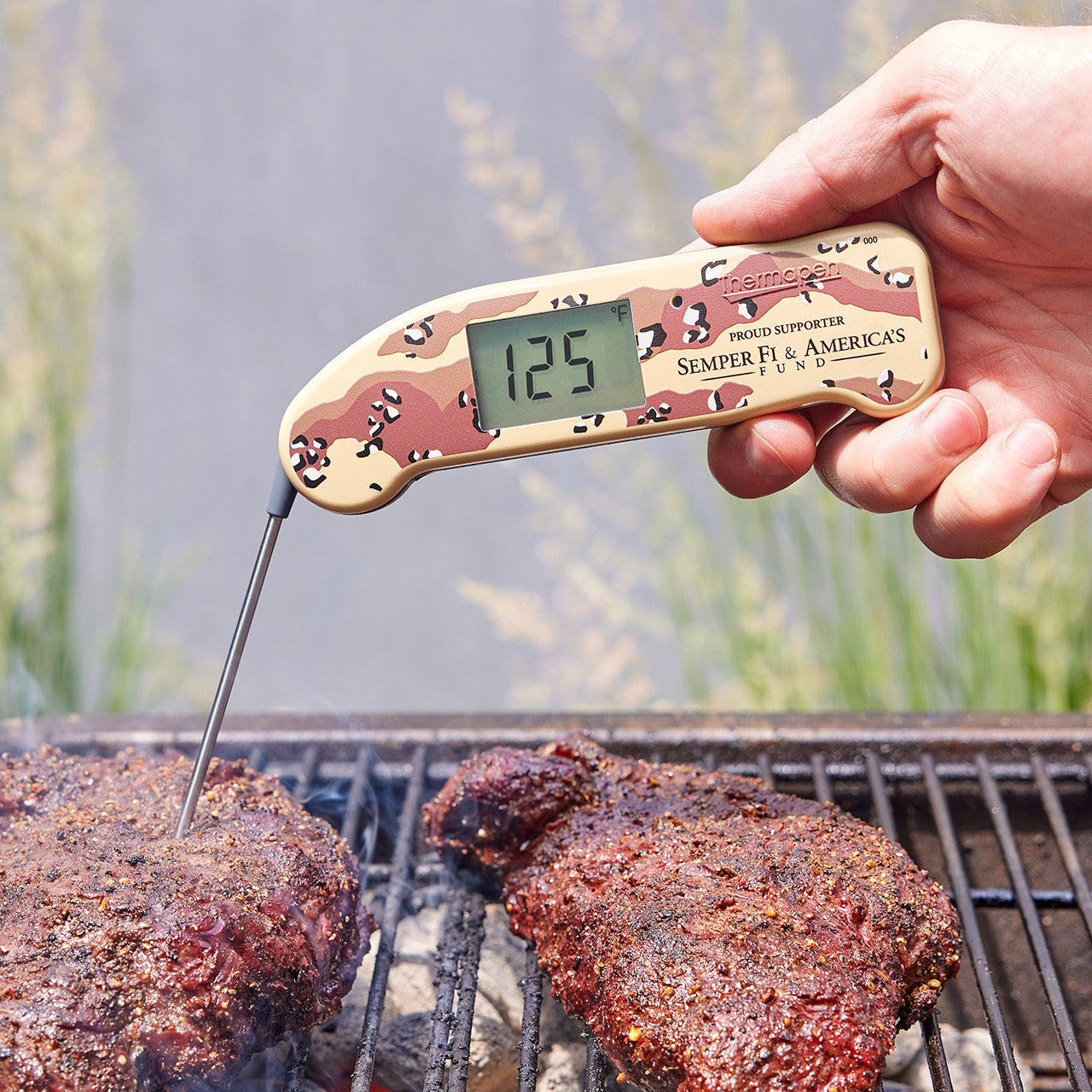 Thermapen One Desert Battle Camo Thermometer ThermoWorks Indigo Pool Patio BBQ