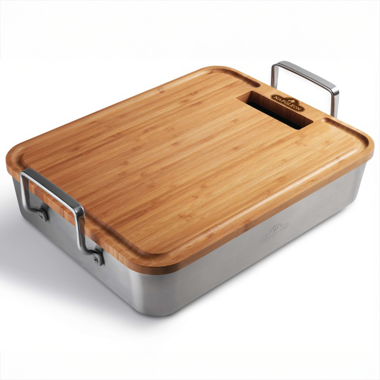 Napoleon Premium Stainless Steel Roasting Pan with Bamboo Cutting Board