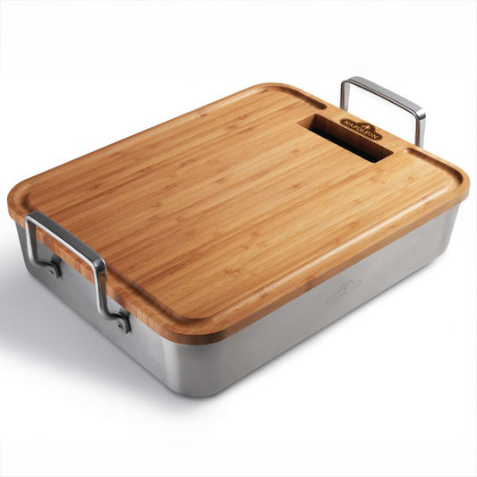 Napoleon Premium Stainless Steel Roasting Pan with Bamboo Cutting Board