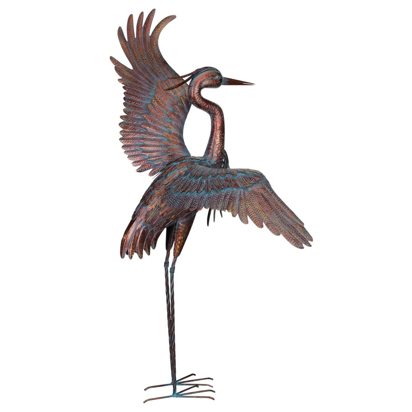 Dancing 48" Copper Patina Heron Regal Indigo Pool Patio BBQ