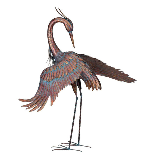 Preening 44" Copper Patina Heron Regal Indigo Pool Patio BBQ