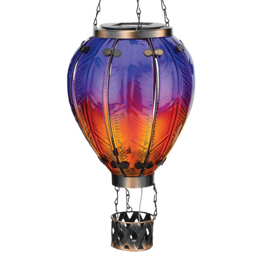 Purple Large Hot Air Balloon Solar Lantern Regal Indigo Pool Patio BBQ
