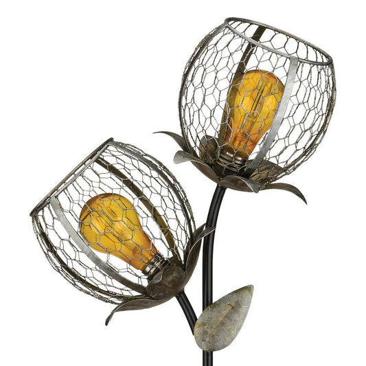 Edison Round Solar Flower Stake Regal Indigo Pool Patio BBQ