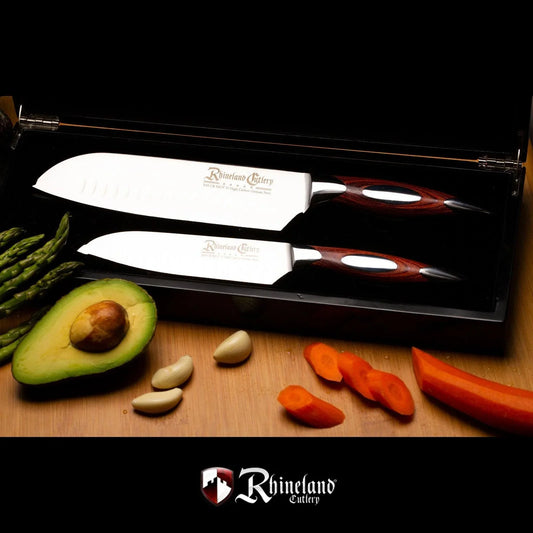 Rhineland 2 Piece Santoku Set in Wood Box Rhineland Indigo Pool Patio BBQ