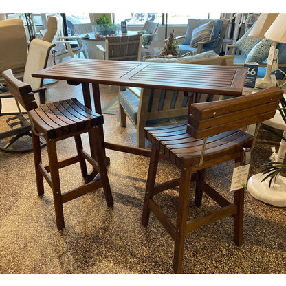 Jensen Outdoor Table & IPE Bar Stool Set Jensen Outdoor Indigo Pool Patio BBQ