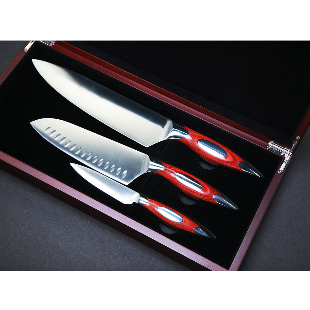 Rhineland 3 Piece Chef Knife Set Rhineland Indigo Pool Patio BBQ