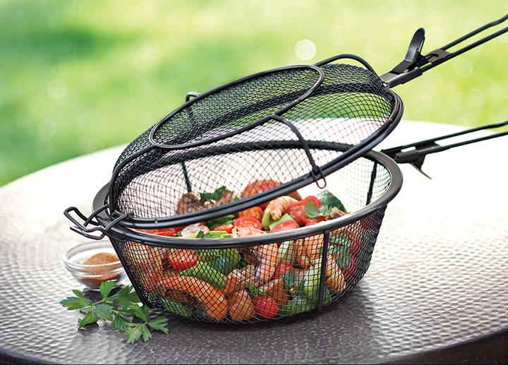 Outset Chef's Jumbo Outdoor Grill Basket & Skillet Outset Indigo Pool Patio BBQ