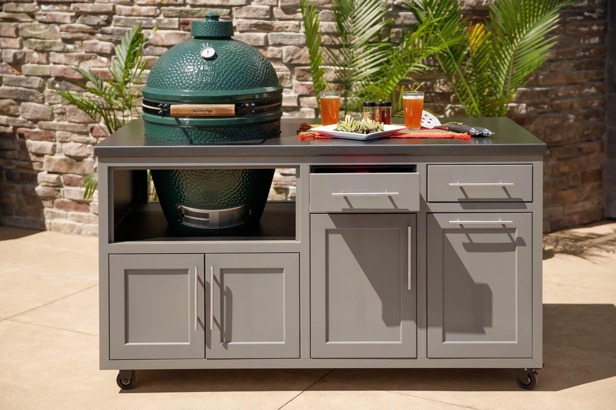 Challenger 64" Large Big Green Egg Outdoor Kitchen Island Big Green Egg Indigo Pool Patio BBQ