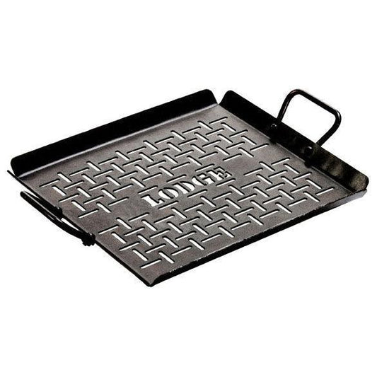 Lodge 13 x 12 Inch Seasoned Carbon Steel Grilling Pan Lodge Indigo Pool Patio BBQ