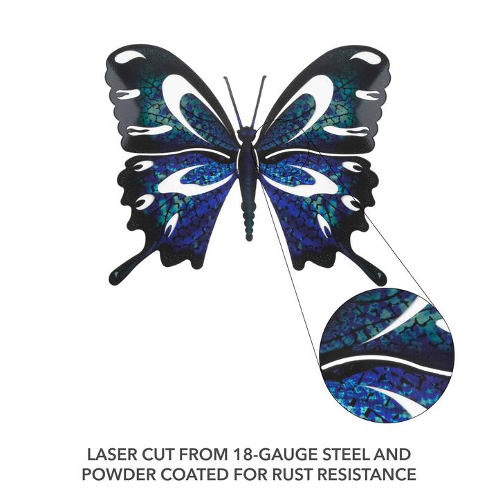 Blue / Black Butterfly 3D Metal Wall Art Next Innovations Indigo Pool Patio BBQ