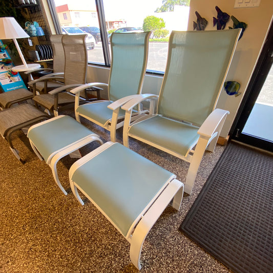 Telescope Casual Belle Isle Sling Reclining Chair Set - Aqua Telescope Casual Indigo Pool Patio BBQ