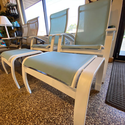 Telescope Casual Belle Isle Sling Reclining Chair Set - Aqua Telescope Casual Indigo Pool Patio BBQ