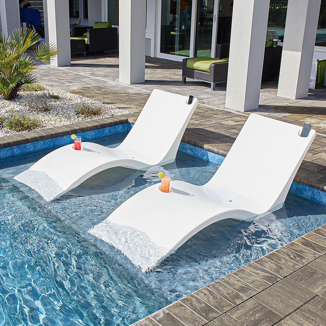 Floating Luxuries Kai Deep Water Shelf Lounger Set Floating Luxuries Indigo Pool Patio BBQ