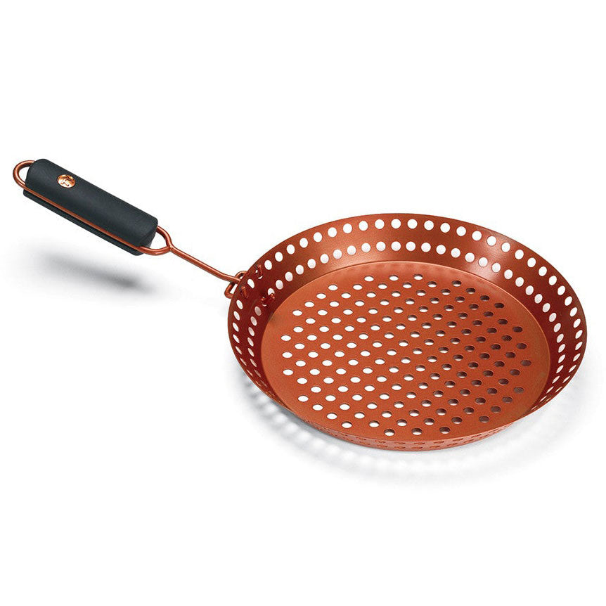 Outset Copper Nonstick Grill Skillet with Removable Soft-Grip Handle Outset Indigo Pool Patio BBQ