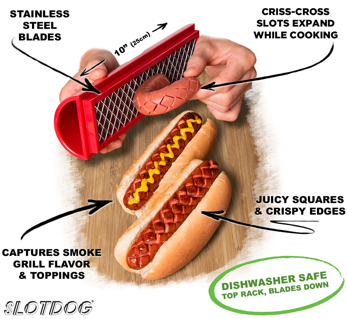 Slotdog Hot Dog Slicing Tool High-Q LLC Indigo Pool Patio BBQ