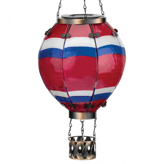 Hot Air Balloon Solar Lantern Large Stripe Regal Indigo Pool Patio BBQ