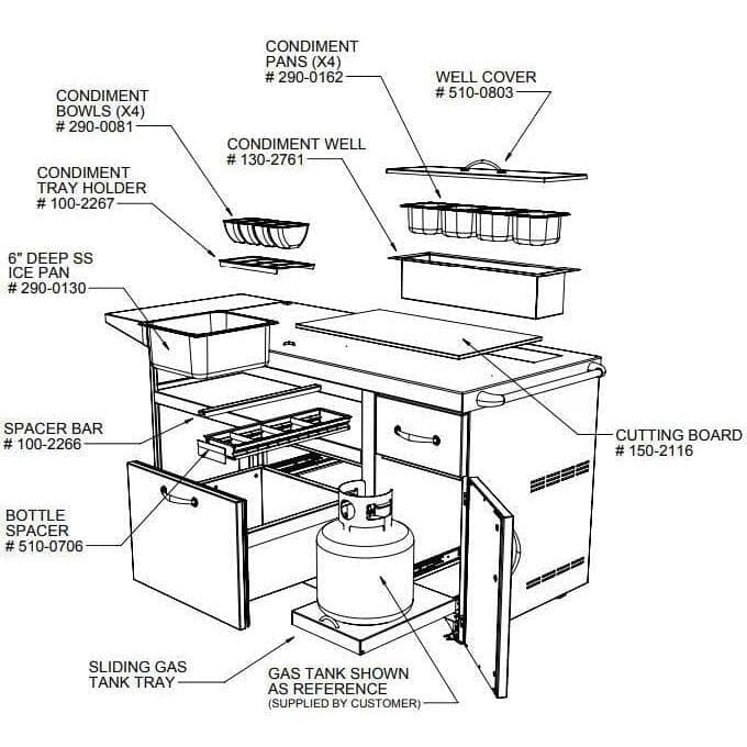Alfresco Deluxe Pizza Oven Prep Cart - Indigo Pool Patio BBQ