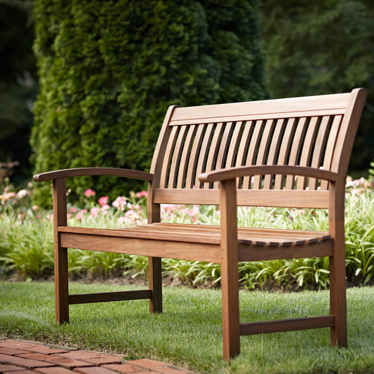 Jensen Outdoor Classic IPE 55" Garden Bench with Arms Jensen Outdoor Indigo Pool Patio BBQ