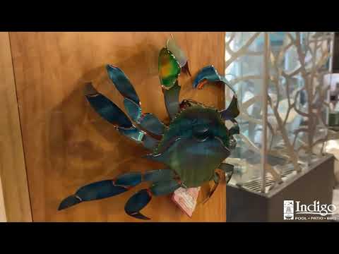 Blue Crab Metal Wall Art - Indigo Pool Patio BBQ