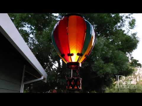 Rainbow Large Hot Air Balloon Solar Lantern - Indigo Pool Patio BBQ