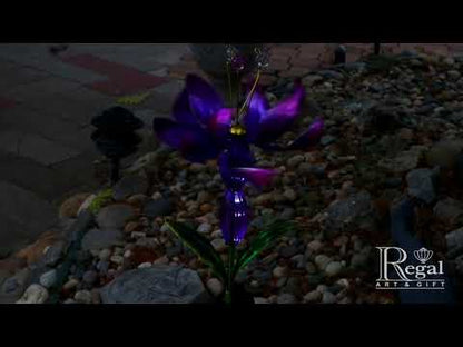 Purple Flower Spinner Solar Stake - Indigo Pool Patio BBQ