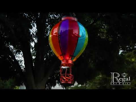 Rainbow Hot Air Balloon Solar Lantern - Indigo Pool Patio BBQ