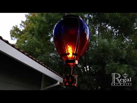 Purple Large Hot Air Balloon Solar Lantern - Indigo Pool Patio BBQ