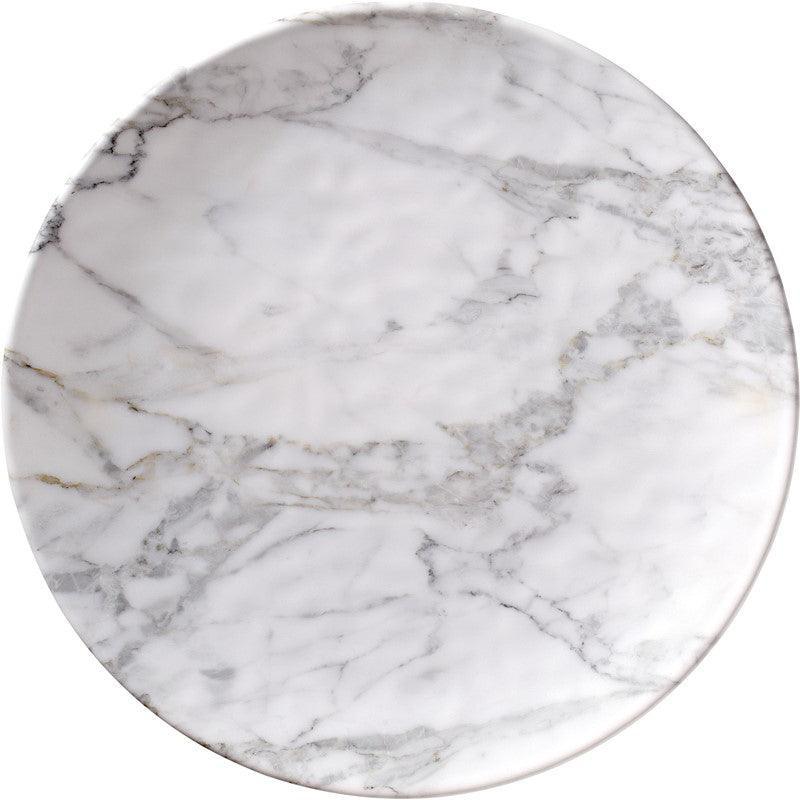 White Marble 11" Dinner Plate Merritt International Indigo Pool Patio BBQ