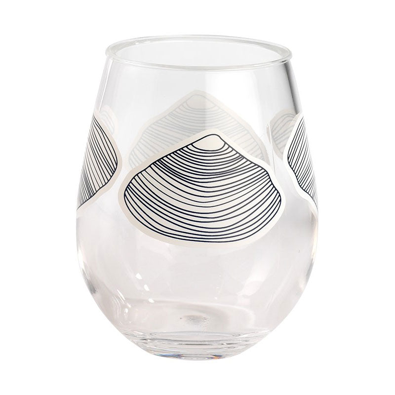 Clamshell 15 oz. Stemless Wine Glass Merritt International Indigo Pool Patio BBQ