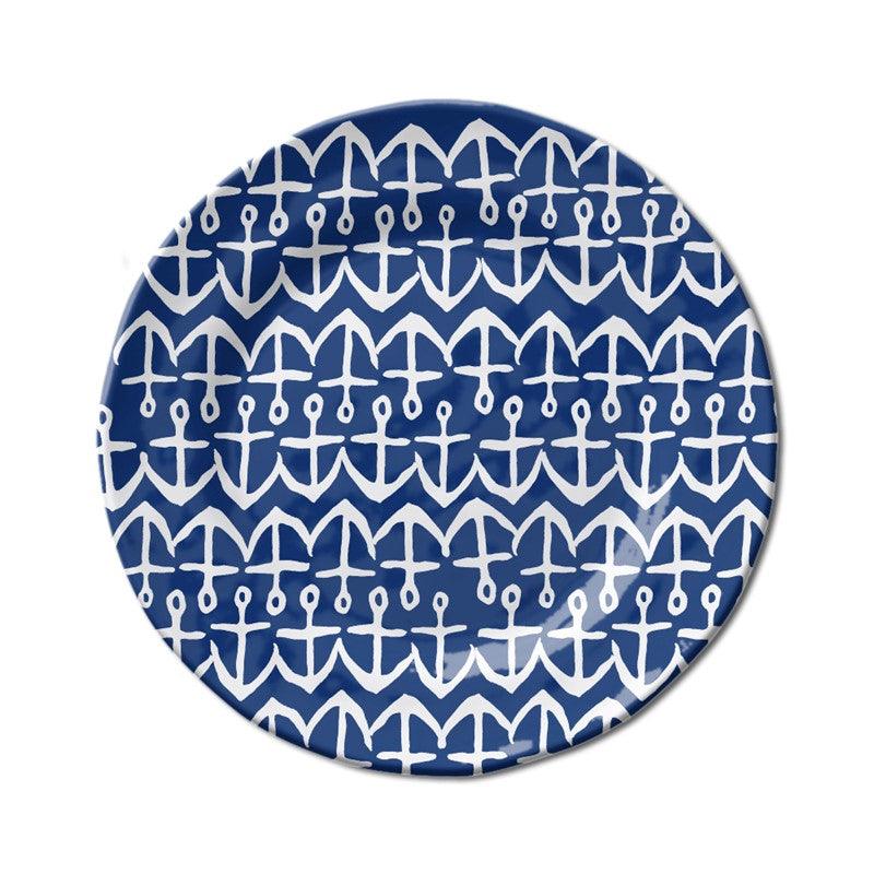 Navy Anchors 8.5" Salad Plate Merritt International Indigo Pool Patio BBQ