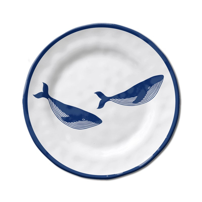 Whales 8.5" Salad Plate Merritt International Indigo Pool Patio BBQ