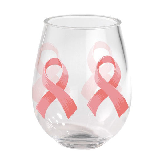 Lolita Breast Cancer 15oz Stemless Wine Glasses - Set of 2 Merritt International Indigo Pool Patio BBQ