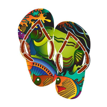 Flip Flop Coral Reef Metal Wall Art Next Innovations Indigo Pool Patio BBQ