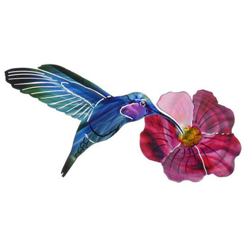 Hummingbird with Flower Metal Wall Art Next Innovations Indigo Pool Patio BBQ