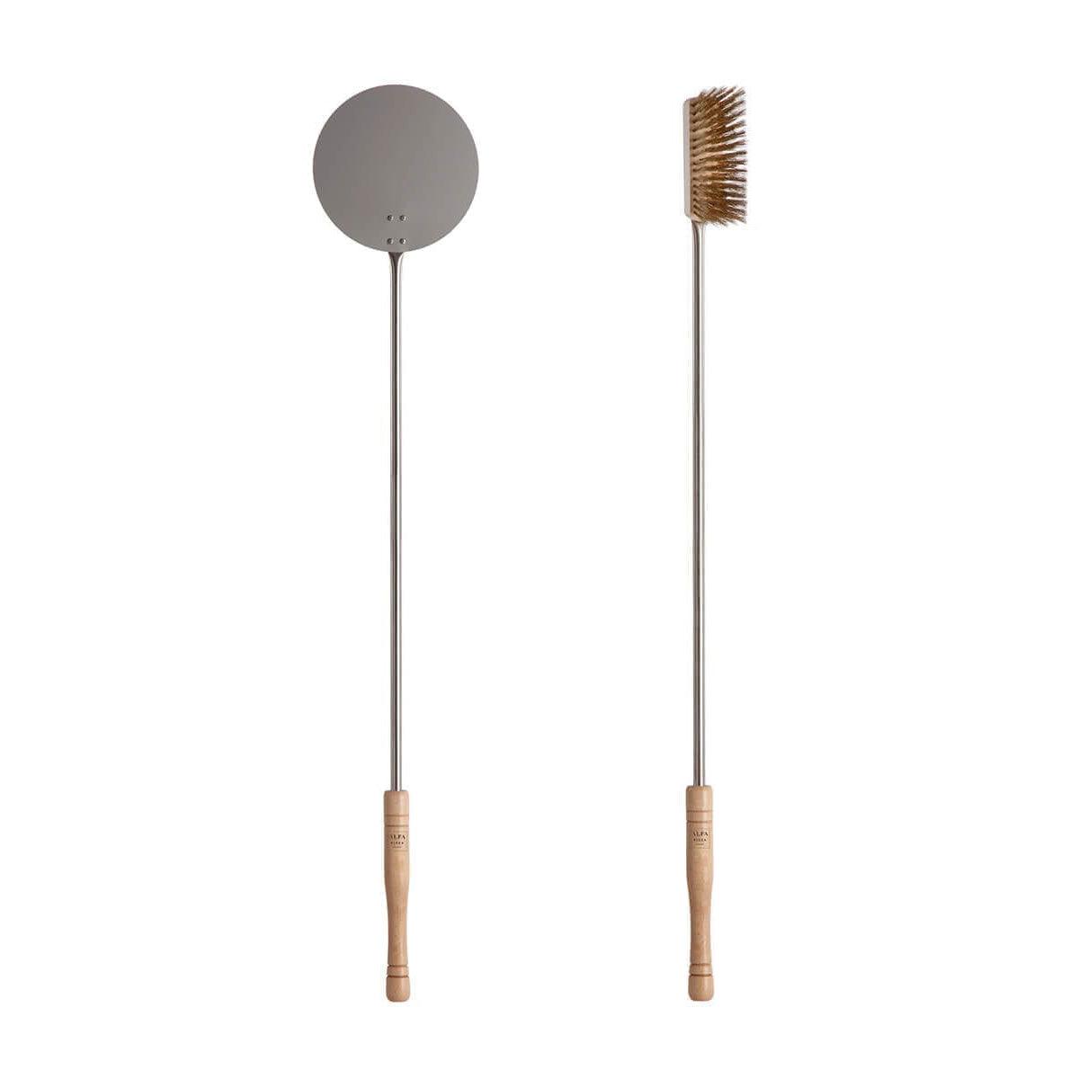 Round Pizza Peel & Brush Set Alfa Indigo Pool Patio BBQ