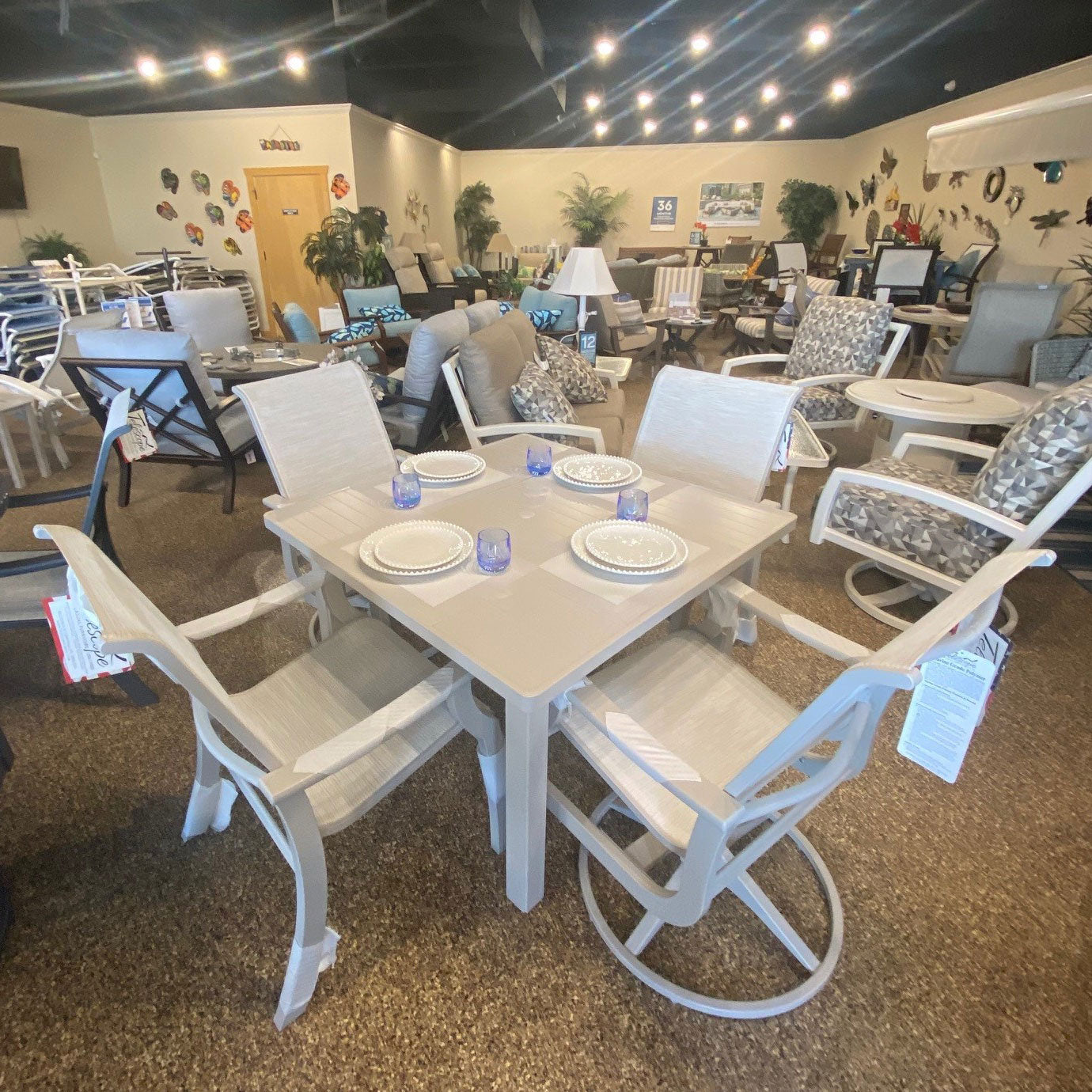 Telescope Casual St. Catherine White 5 Piece Dining Set Telescope Casual Indigo Pool Patio BBQ