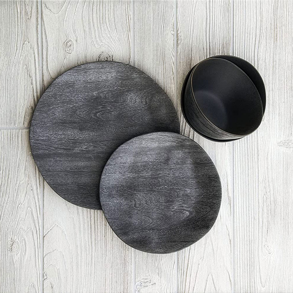 Faux Real Blackened Wood 10.5" Dinner Plate TarHong Indigo Pool Patio BBQ