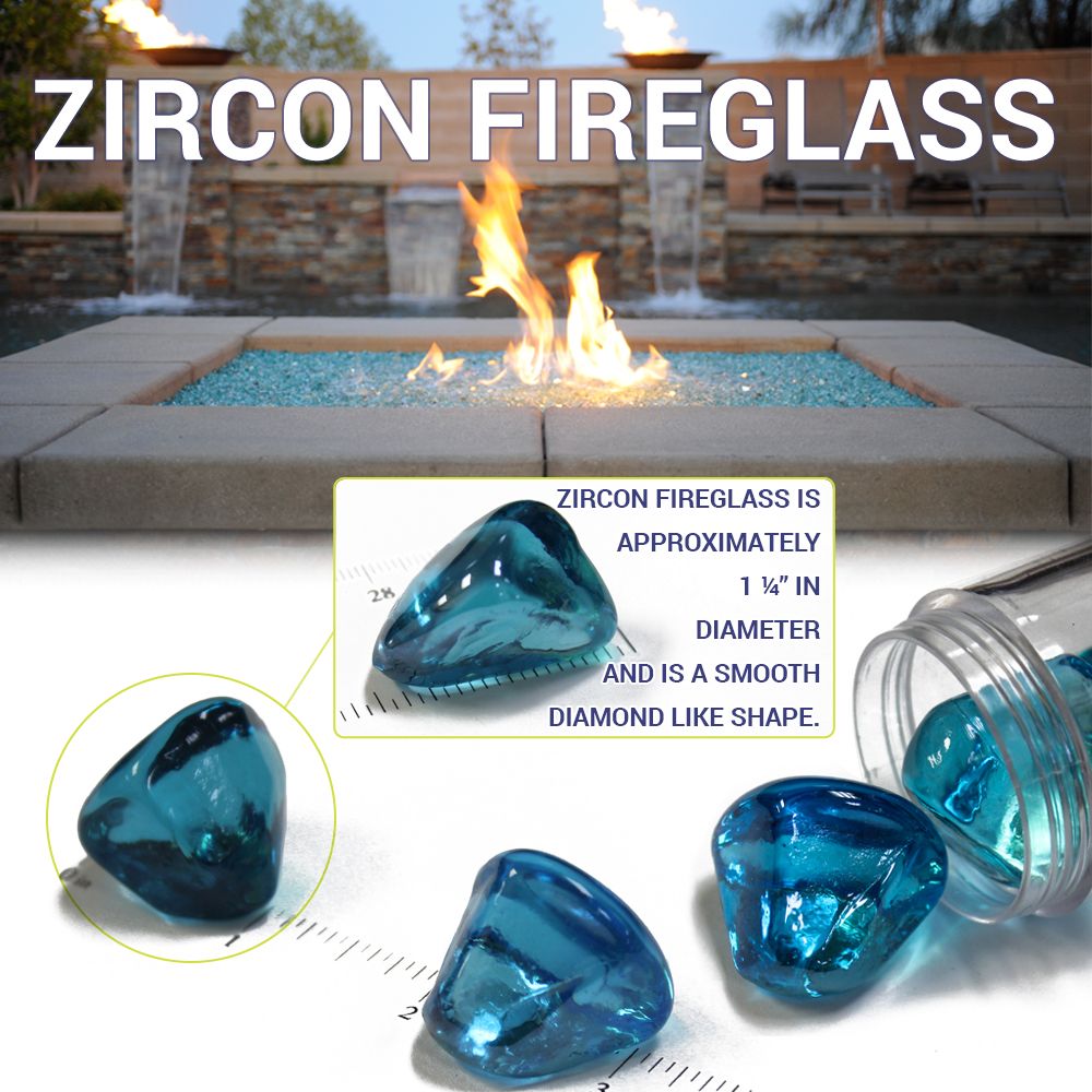 Rain Drop Luster Zircon Fire Glass American Fireglass Indigo Pool Patio BBQ
